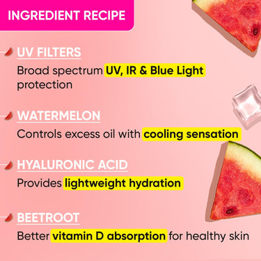Dot & Key Watermelon Cooling Sunscreen SPF 50+ PA++++ | With Hyaluronic Acid, Instantly Cools Skin, Broad Spectrum Protection | Controls Excess Oil, Checks Tanning, No White Cast, All Skin Types | 50g